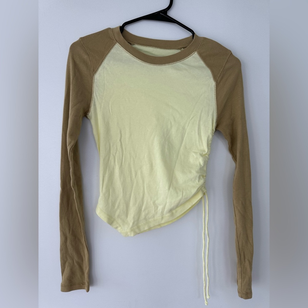 Kimchi Blue Cream and Brown Long Sleeve Top